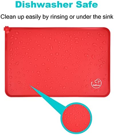 Silicone Waterproof Dog Cat Pet Feeding Mats, Non Slip, Easy Clean Pet Dog Cat Bowl Mats Placemat (18.5" x 11.5") Red - Image 6