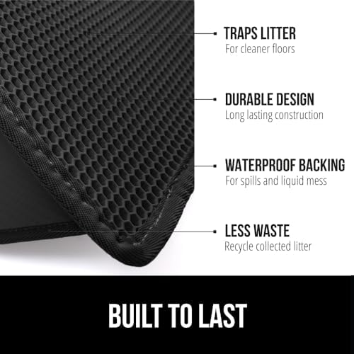 GORILLA GRIP Honeycomb Cat Litter Box Mat, Soft on Paws, 24x15 Black - Image 2
