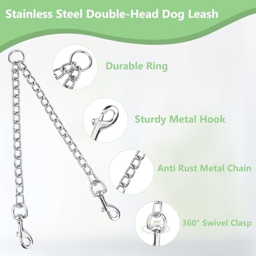 Hypeety Double-Head Dog Leash Chain Heavy Duty Twin Lead for 2 Dogs, XL - Image 3