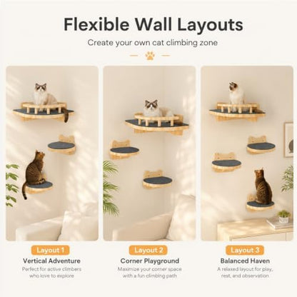 LSCQYYCC- Cat Wall Shelves, Cat Shelf with 3Wide Perch Steps, Modern Floating Cats Stairs for Indoor Sleeping, Playing, Climbing - Image 4