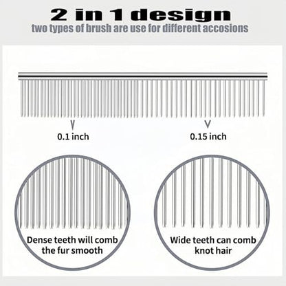 3-Pack metal comb for dogs stainless steel dog comb Pet Grooming Metal Combs Set, Large Medium Small Sizes, Stainless Steel Detangling Tool for Dogs and Cats - Image 2