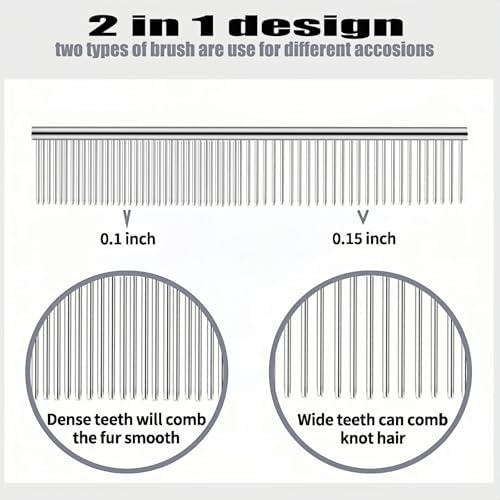 3-Pack metal comb for dogs stainless steel dog comb Pet Grooming Metal Combs Set, Large Medium Small Sizes, Stainless Steel Detangling Tool for Dogs and Cats - Image 2