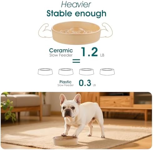 vancasso Ceramic Slow Feeder Dog Bowls, 0.6 Cup Puzzle Dish for Small Breed - Image 4