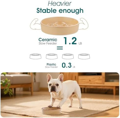 vancasso Ceramic Slow Feeder Dog Bowls, 0.6 Cup Puzzle Dish for Small Breed - Image 4