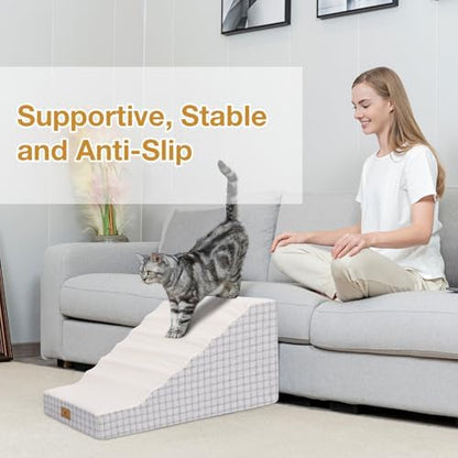Pets Ramp for High Beds, Small Dogs & Senior Cats - Non-Slip Texture & Machine Washable Cover - Supportive Foam for Joint Comfort, Easy Climb for Couch, Sofa, Furniture (Beige) - Image 6
