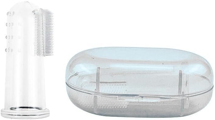 Pet Finger Toothbrush Set – Soft Silicone Toothbrush for Dogs & Cats – Gentle Finger Brush for Small Pets Dental Care (Clear Box Set) by MIXNEX