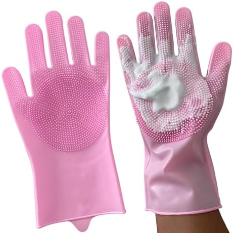 Grooming Gloves for Cats & Dogs - Pet Hair Removal Glove, Silicone Brush for Dog or Cat Washing, Puppy Bath Supplies for Shedding Cleaning Bathing & Massage, Fur Remover Mitt, Shower Shampoo Scrub by Unknown