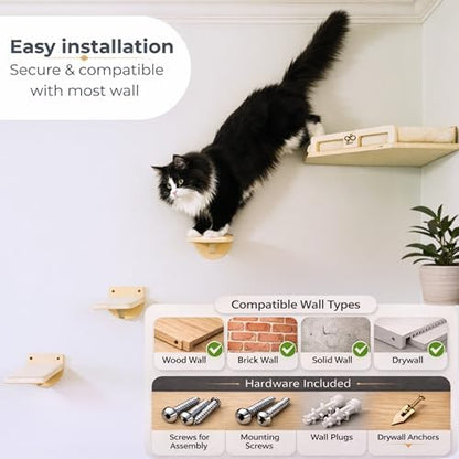 Cat Wall Shelves, Solid Wood Corner Bed, 3 Steps, Up to 25 lb, Wood - Image 4