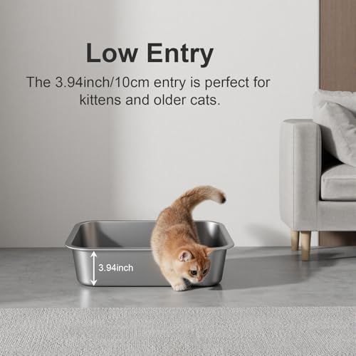 Small Stainless Steel Cat Litter Box - Image 6
