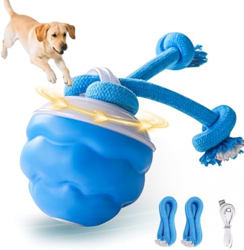 Dog Toys, Interactive Dog Toys, Automatic Interactive Dog Ball, 3 Modes Motion Activated Dog Balls for Medium Large Dogs, Type-C Rechargeable & Bite-Resistant (Blue01) by Unknown