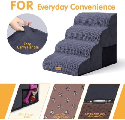 Topmart High Density Foam Dog Steps 4 Tiers, Extra Wide Deep Pet Steps - Image 4