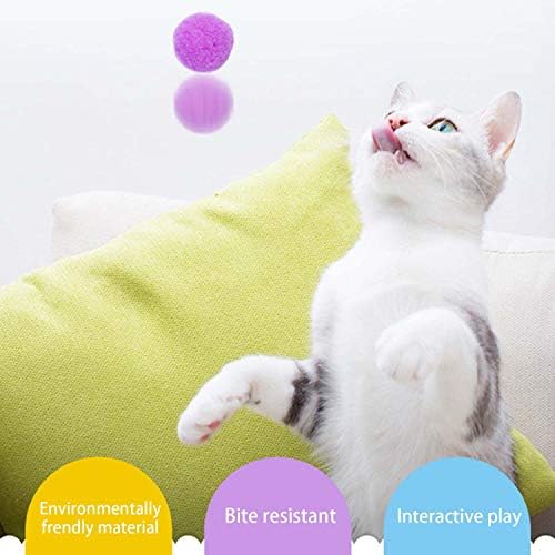 VOVIGGOL 30Pcs 1.3 Inch Cat Toy Balls Soft Kitten Pompom Toys Indoor Cats Interactive Playing Quiet Ball Cats Favorite Toy, Cat Pom Pom Balls for Craft DIY Creative Crafts Decorations (Assorted Color) - Image 6