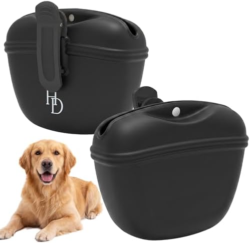 Hampton Distribution Silicone Dog Treat Pouch, Black, BPA Free Pet Treat Pouch for Pet Training with Magnetic Closure, Waist Clip & Portable Design by HamptonDistribution