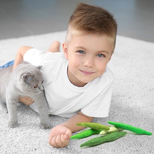 Glaciart One Green Beans Cat Toy – 5 Pcs | Soft Fuzzy Enrichment 100% Natural Wool - Interactive Catnip Play Cat Toy Set - Safe for Pets, Non-AZO Colored Dyes - Image 3