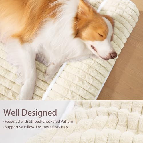 Orthopedic Medium Dog Bed Pillow Pet Sofa Bed 30''X20'' Ivory - Image 5