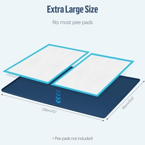 Pee Pad Holder for Dogs 51''x25.6'' Silicone Puppy Pee Pad Tray, Blue - Image 2