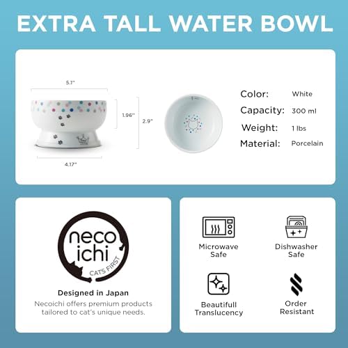 Necoichi Raised Cat Water Bowl, Whisker-Friendly (Colorful Dots, Regular) - Image 3