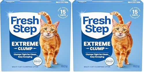 Fresh Step Extreme Multi Cat Clumping Litter with Febreze Freshness, Low Dust, Odor Control with Ammonia Block Tech, Compatible in Automatic Litter Boxes, 14 lb. Box (Pack of 2) by FreshStep