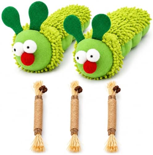 5-Piece Catnip Cat Toy Set with Plush Caterpillars & Silvervine Sticks by Unknown
