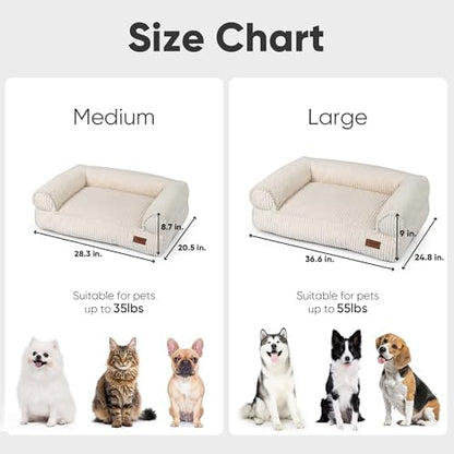 FUKUMARU Dog Couch Bed, Corduroy Cozy Cat Bed, Waterproof, Washable Cover - Image 6