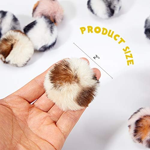 Weewooday 12 Pcs Large Fuzzy Cat Pom Pom Balls Plush Toys, Pink, Leopard - Image 3