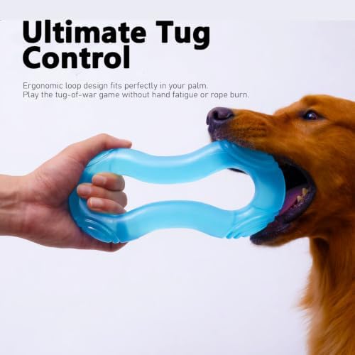 MECOOL 2PCS Dog Chew Toys Set - Tug of War Rope Ball & Flexible Rubber Puller, Interactive Teething Toys for Aggressive Chewers, Pet Training Toys for Medium Large Dogs,Bacon Flavored - Image 3