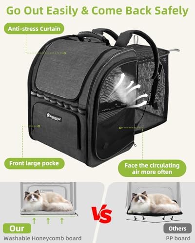 Expandable Cat Carrier Backpack, Dog Carrier Backpack for Small Dogs and Puppies Up to 20 Lbs, Great for Travel Hiking Camping Outdoor with Breathable Mesh, Dark Grey - Image 4