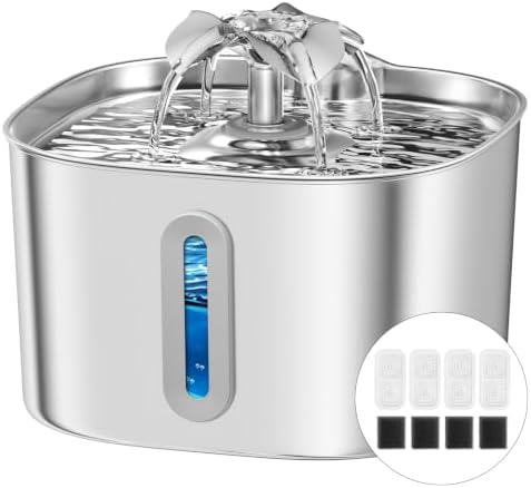 Cat Water Fountain, MOGOBABA Stainless Steel Cat Fountain 108oz/3.2L by Unknown