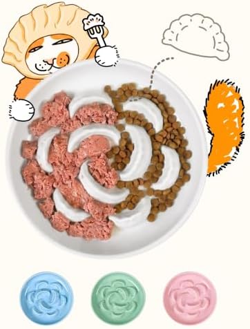 Ceramic Cat Slow Feeder Bowl - 6.2'' Whisker Friendly Cat Plate for Dry and Wet Food -Heavy Puzzle Feeding Bowl for Slow Eating - Helps Reduce Vomiting - Microwave & Dishwasher Safe -Non Slip - White by Tafelf