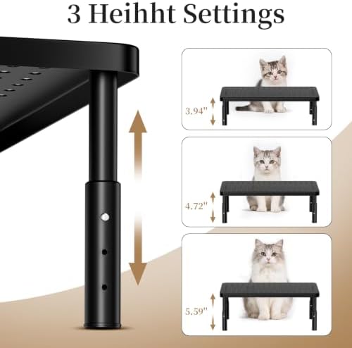 Adjustable Automatic Cat Feeder Stand - Elevated Cat Feeder Stand with 3 Height Settings, Fits Most Automatic Feeders & Tradition Bowls, Raised Pet Feeding Table Station for Cats & Small Dogs - Black - Image 2