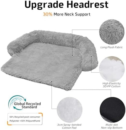 GGIB Calming Dog Bed Fluffy Plush Dog Mat for Furniture Protector with Removable Washable Cover for Large Medium Small Dogs and Cats (Small,Grey) - Image 2