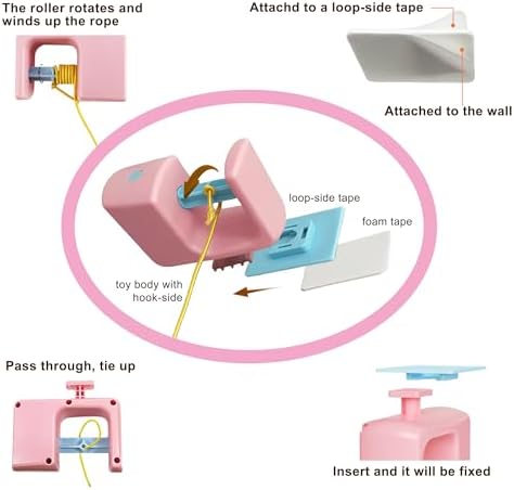 Automatic Interactive Hanging Rope Cat Toy,3 Feather Refills,Pink - Image 4