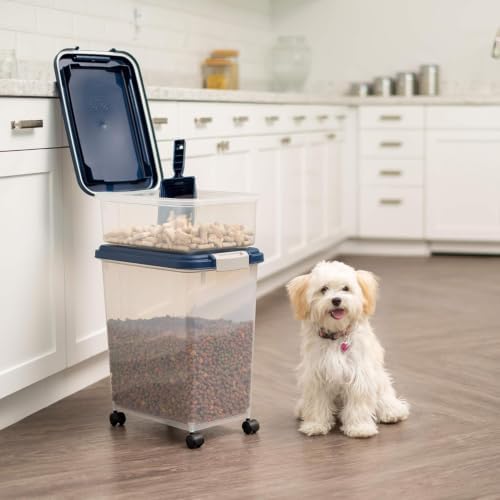 IRIS USA Dog Food Storage Container, Up to 30+11 lbs, Navy - Image 2
