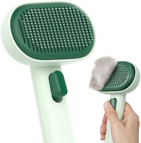 aumuca Cat Brush for Shedding, Cat Brushes for Indoor Cats, Horses Grooming Deshedding Brush for Dog Kitten Horse Massage Removes Loose Fur, Forest Green by aumuca
