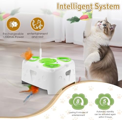 3-in-1 Automatic Interactive Cat Toy, Flying Bird, Mole & Feather - Image 6