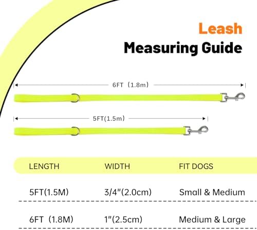Waterproof Dog Leash, 5/6 FT Durable Odor-Proof Dog Leashes with Strong Metal Hooks Fits Small Medium or Large Dogs (Yellow, 6FT - 1 inch Width) - Image 4