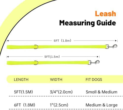 Waterproof Dog Leash, 5/6 FT Durable Odor-Proof Dog Leashes with Strong Metal Hooks Fits Small Medium or Large Dogs (Yellow, 6FT - 1 inch Width) - Image 4