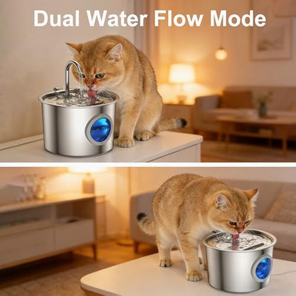Cat Water Fountain Advanced 304 Stainless Steel 2.2L/74oz with Detachable Tank, Easy to Clean, Automatic Pet Fountain Quiet Cats Water Dispenser, Perfect for Cats Dogs Indoor - Image 5