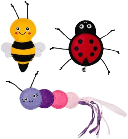 Fringe Studio Living THE Bug Life, Small Plush Cat Toy, 3PCS Set, PetShop Collection (904041) by FringeStudio
