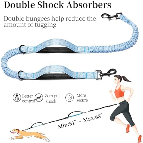 iYoShop Hands Free Dog Leash with Zipper Pouch, Blue Heart, Large - Image 5