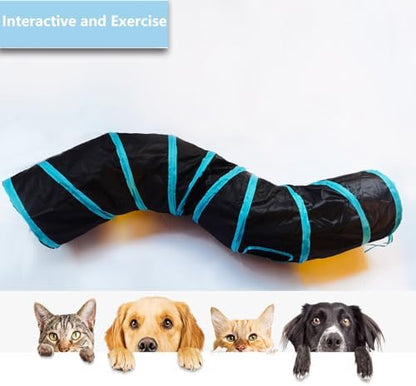 Cat Tunnel, Cat Tunnels for Indoor Cats, S-Shape Foldable Cats Cave - Image 6