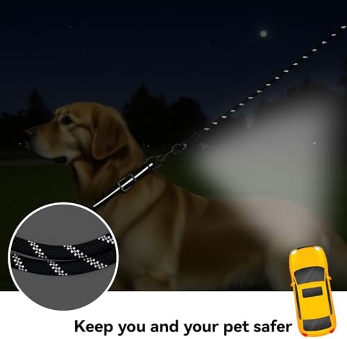 Long Dog Training Leash，Heavy Duty Reflective Rope Lead for Small Medium Large Dogs ，6FT 10FT 15FT 30FT 50FT for Training, Walking, Backyard, Camping - Image 3