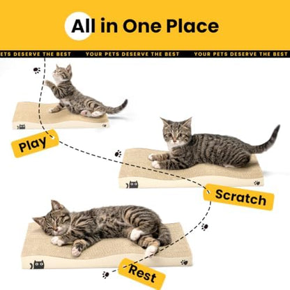 Cat Scratcher, Durable Scratch Pad, Corrugated Cardboard Scratching Board for Indoor Cats, Heavy Duty, Double-Sided Usability, Recyclable, with Catnip, 2 Pack - Image 7