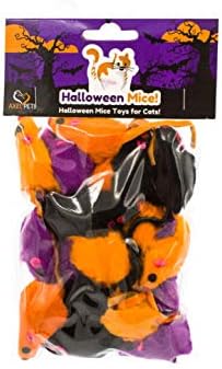 20 Halloween Colorful Furry Mice Cat Toys with Catnip and Rattle Sound Made of Real Rabbit Fur, Interactive Catch Play Teaser Mouse Toy for Cats and Kittens. Pack of 20 Mice - Image 5