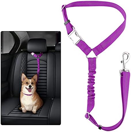 Plutus Pet Dog Seat Belt for Car Headrest, Reflective with Elastic Bungee by PLUTUSPET