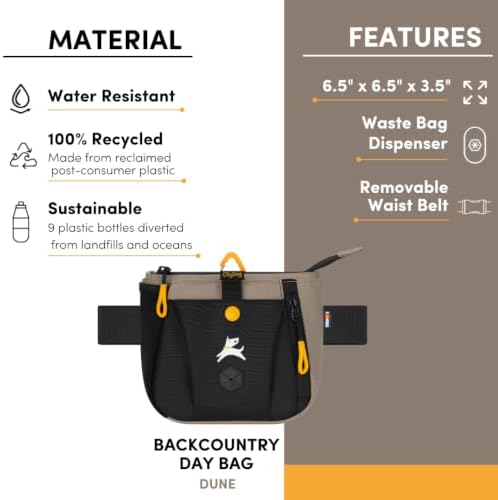 OllyDog Backcountry Day Bag | Dog Training Treat Pouch | Eco-Friendly Recycled Fabric Fanny Pack with Zipper Closure, Built-in Poop Bag Dispenser & Adjustable Waist Belt (Dune) - Image 5