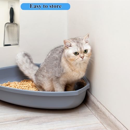 Cat Litter Scoop, Stainless Steel Cats Sturdy Mesh Scooper Kitty Metal Scooper Long Handle Scooper Shovel Sifter for All Litter Types Metal Cat Scooper for Litter Box - Image 5