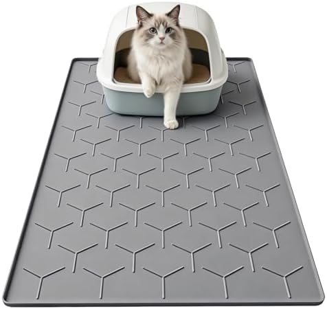 Garoopion Silicone Cat Litter Mat 34×22 inch, Easy to Clean, Dark Gray by Garoopion
