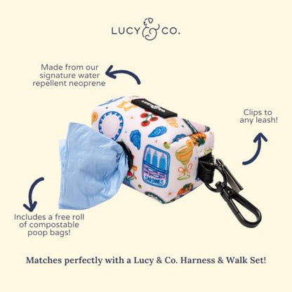 Lucy & Co. Dolce Vita Dog Poop Bag Holder and Dispenser, Clips to Leash, Water-Repellent Neoprene, Includes Refill Roll - Image 3