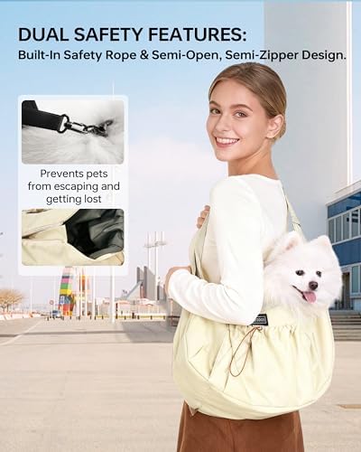 Puppy Sling Carrier for Small Dog 7-15 lbs,(Light Yellow). - Image 3
